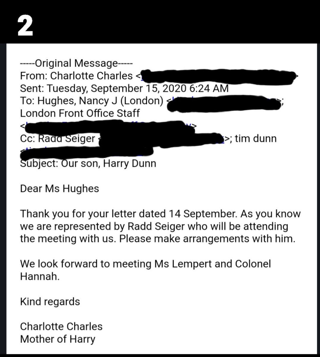 2/ The parents make a generous and comprehensive offer to meet to resolve the dispute and to help going forward. Yael’s response?  Brazen, aggressive and persistent direct approach to a grieving mother to come in unrepresented to meet the very person who let her son’s killer go