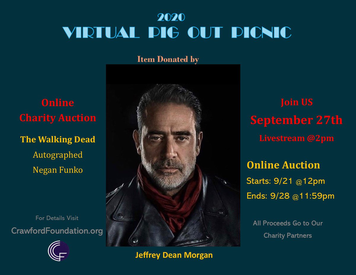 <a href="/TheWalkingDead/">The Walking Dead</a> fans here is an opportunity to bid on a #Negan #Funko donated &amp; autographed by <a href="/JDMorgan/">Jeffrey Dean Morgan</a> for our #PigOutPicnic #OnlineAuction via <a href="/handbid/">Handbid</a>!

#TWD #TheWalkingDead Thank You #JeffreyDeanMorgan #CCF #VirtualFundraiser #giveback #Alabama #ClayneCrawford #RippleEffect