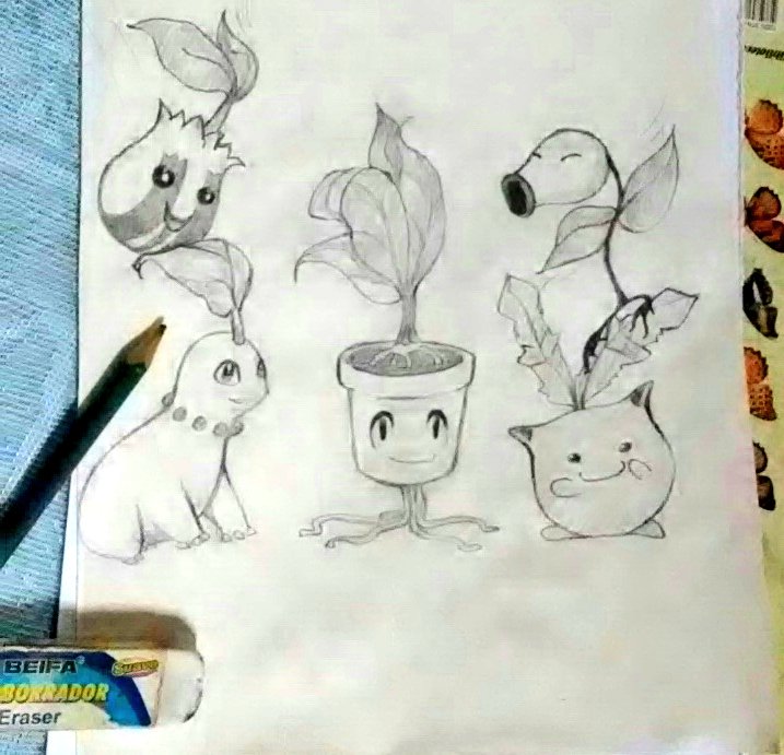DVSToledo's tweet photo. Hoopip, Bellsprout, Sunkern y Chikorita fueron a darle la bienvenida a un nuevo #pokémon grass type👇😊🍀 @Pokemon #creativity #drawingathome 🏠 https://t.co/LV82zxQmpZ