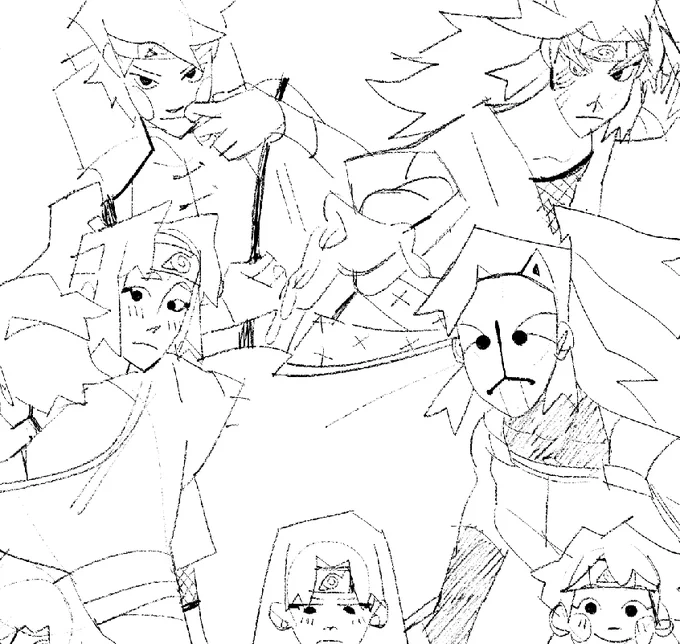 sketchdump featuring me and @fishsodumb 's demonslayer ocs and me and @flapjastic 's naruto ocs,,,, i do love them very much 