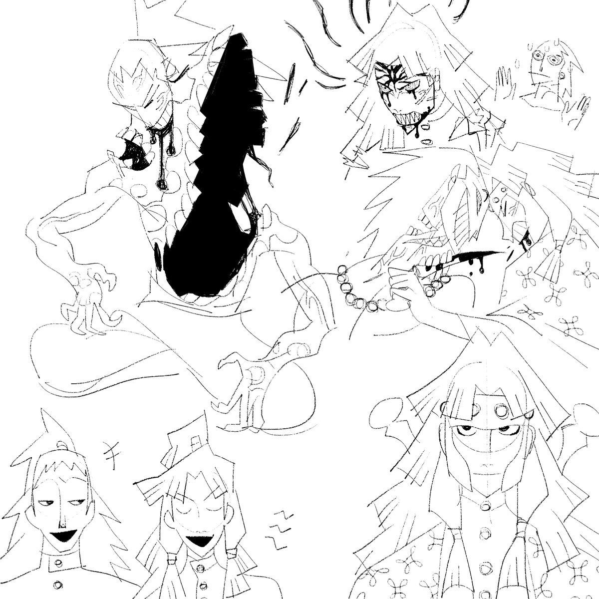 sketchdump featuring me and @fishsodumb 's demonslayer ocs and me and @flapjastic 's naruto ocs,,,, i do love them very much 