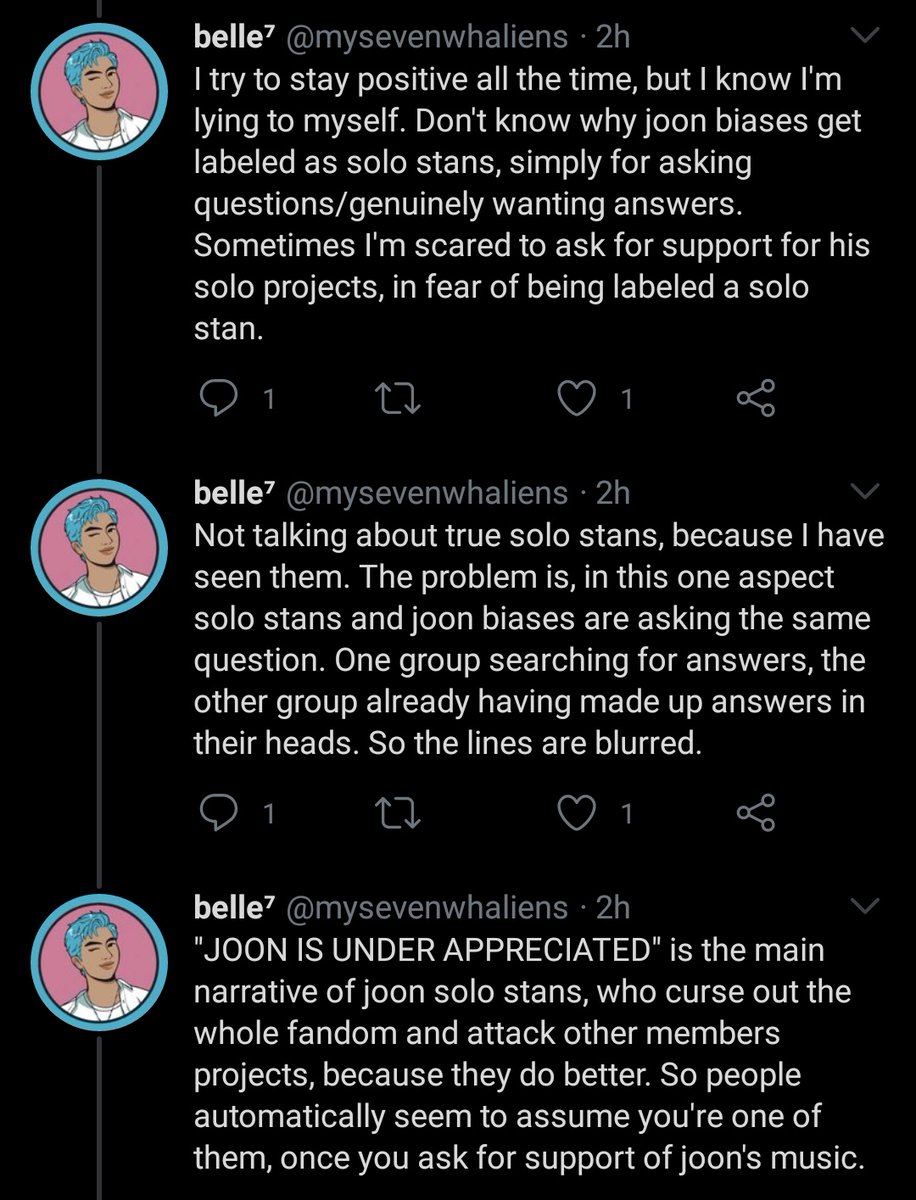 And if you are a OT7 joon bias and have been generally aggressive towards the fandom, because of this, I ask you to read this Screenshot. That kind of behavior only boxes us in with solo stans and makes people less inclined to listen to us.