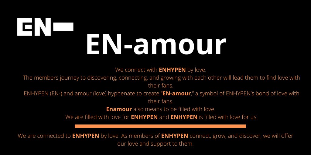 [ #ENHYPEN FAN CLUB NAME SUBMISSIONS THREAD]Here are 4 of the names you guys submitted to our tracker!E.N. (애인)EGGIESEN-amourEN-EUBI / NEUBI @ENHYPEN @ENHYPEN_members #엔하이픈 #ENHYPEN_FandomName