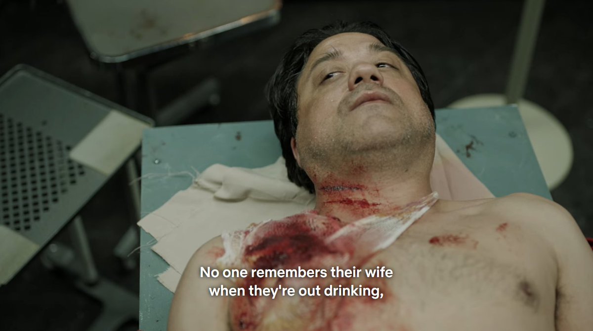 Some earlier screenshots I have yet to upload. These are from Episode 5.Arturo Román is mistakenly shot by the police. He is now lying on a countertop waiting for the negotiated medical team to come treat him as well as for his request to speak to his wife to be fulfilled.