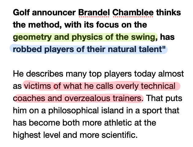 6. If you’re innovative, people will laugh at you Bryson’s been criticized for turning golf into a science. Instead of “trusting his feel,” he pulls from physics and geometry. He’s the only golfer I’ve ever seen who consistently brings a launch monitor to the driving range.