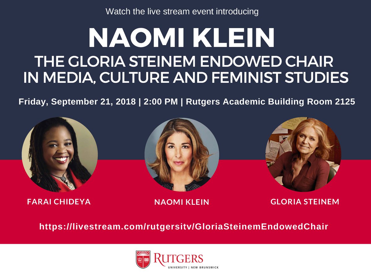 Naomi Klein has moved noticeably to the right in the past decade.In 2017 she condescendingly demonized Venezuela's elected socialist gov't as mere "petro-populism."Today Klein is the "Gloria Steinem Endowed Chair" at Rutgers University.Gloria Steinem was a literal CIA agent