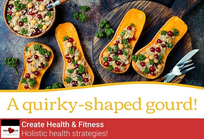 CreateFitWA's tweet image. These gourds are filled with vitamin C, Vitamin A, and potassium. If you’ve never cooked with them before, think of it like a sweet potato!