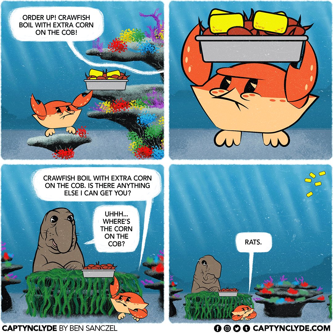 CaptynClyde's tweet photo. Pinch Gets A Job, Part 18 - Crawfish Boil

Them Elephant Seals sure is goofy-lookin’.

#webcomic #comicstrip #dailycomic #captynclyde #SundayReads #sundayreading https://t.co/AXMpEWjyAq
