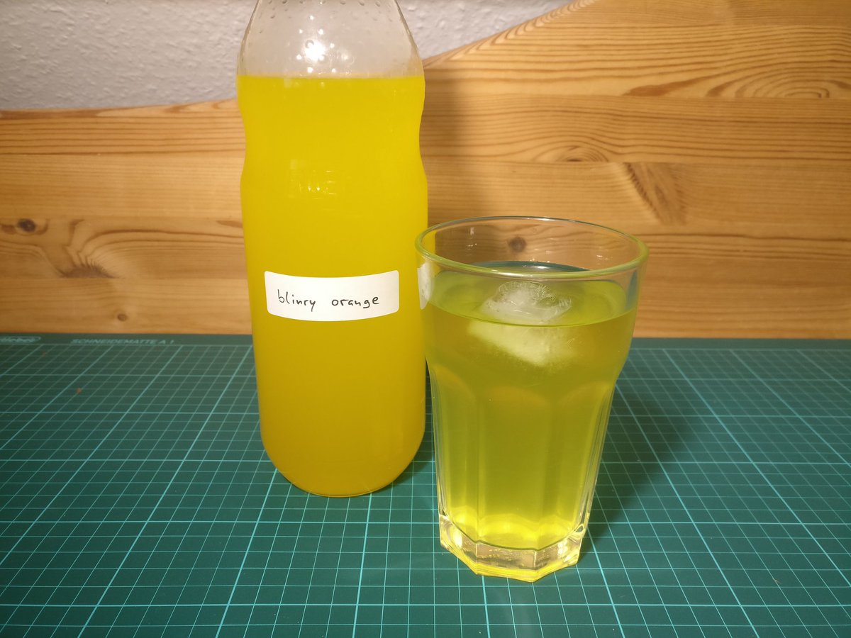 Made a simple orange soda today, really happy with how it turned out! I put the recipe here, along with my modified cola recipe, and the almond + blood orange drink I invented:  https://github.com/blinry/soft-drink-recipes