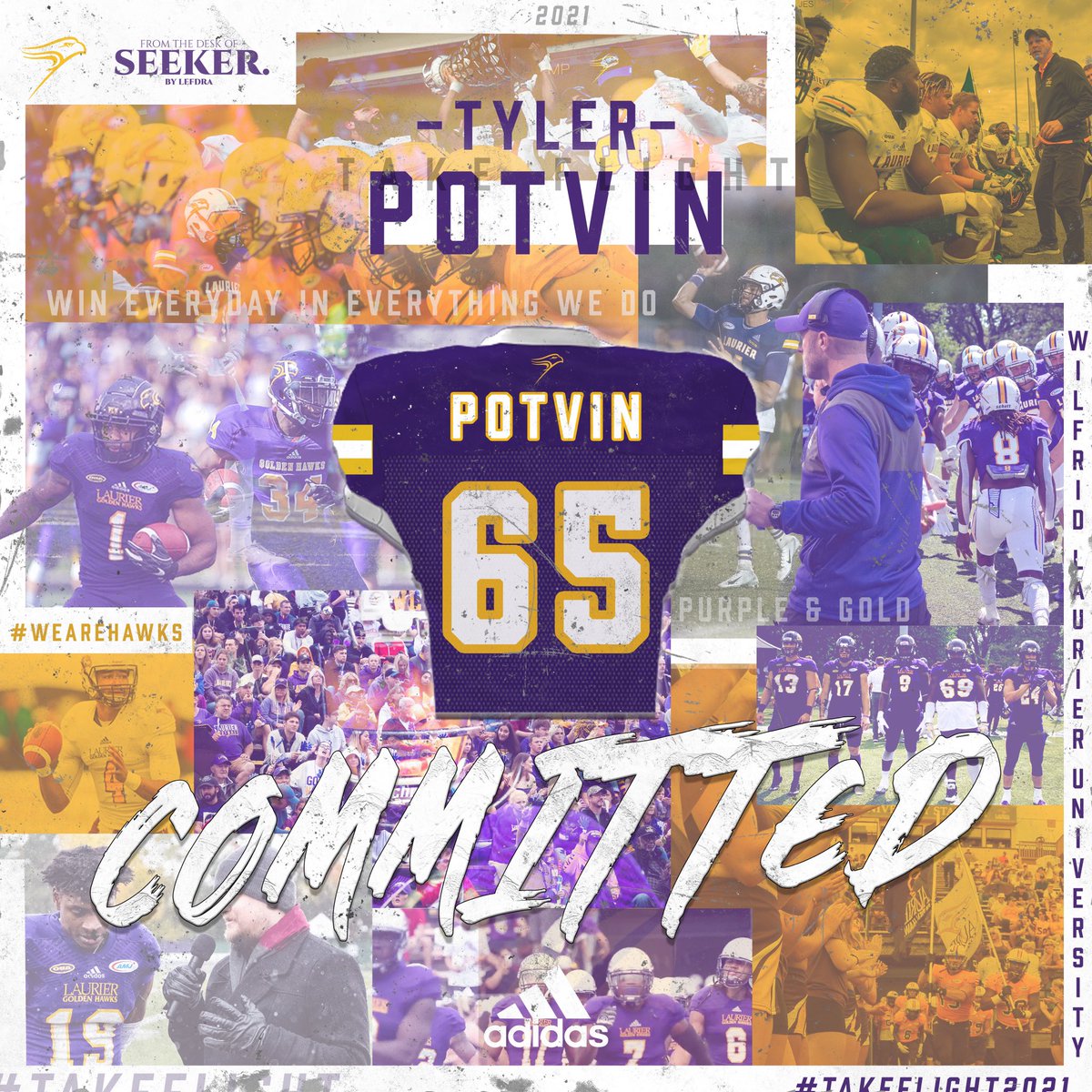 Not one...Not two...but THREE commits have now been added to our 2021 recruiting class. A huge welcome to OL - Tyler Potvin from Milton as he’s decided to make the purple and gold home! Welcome to the family Tyler! 

#TakeFlight2021 #SoarAbove