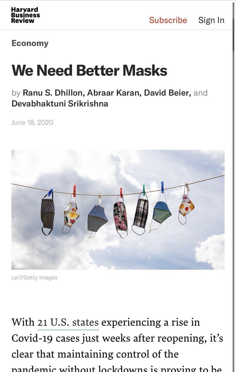 2/ The question remains to what extent and in what situations  #covid19 is spread via droplets vs aerosols; also has big implications for what scenarios especially need better masks than solely cloth.In May and in June,  @RanuDhillon  @sri_srikrishna and I wrote about this issue.