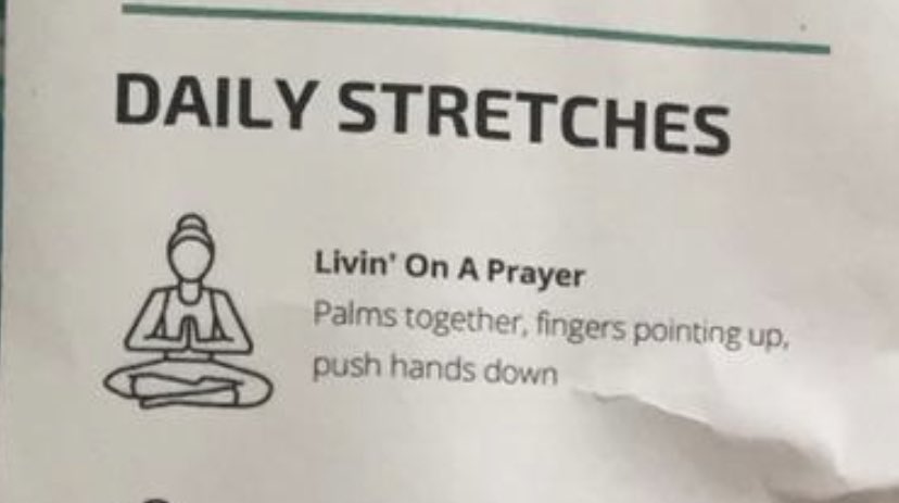 So <a href="/Deakin/">Deakin University</a>’s staff “care package” has a list of yoga poses, including this gem. For the record VC, the 100s of us who’ve lost or are losing jobs would like to be living off a little more than “a prayer”. Like, our actual salaries paid from the Future Fund or executive pay cuts?