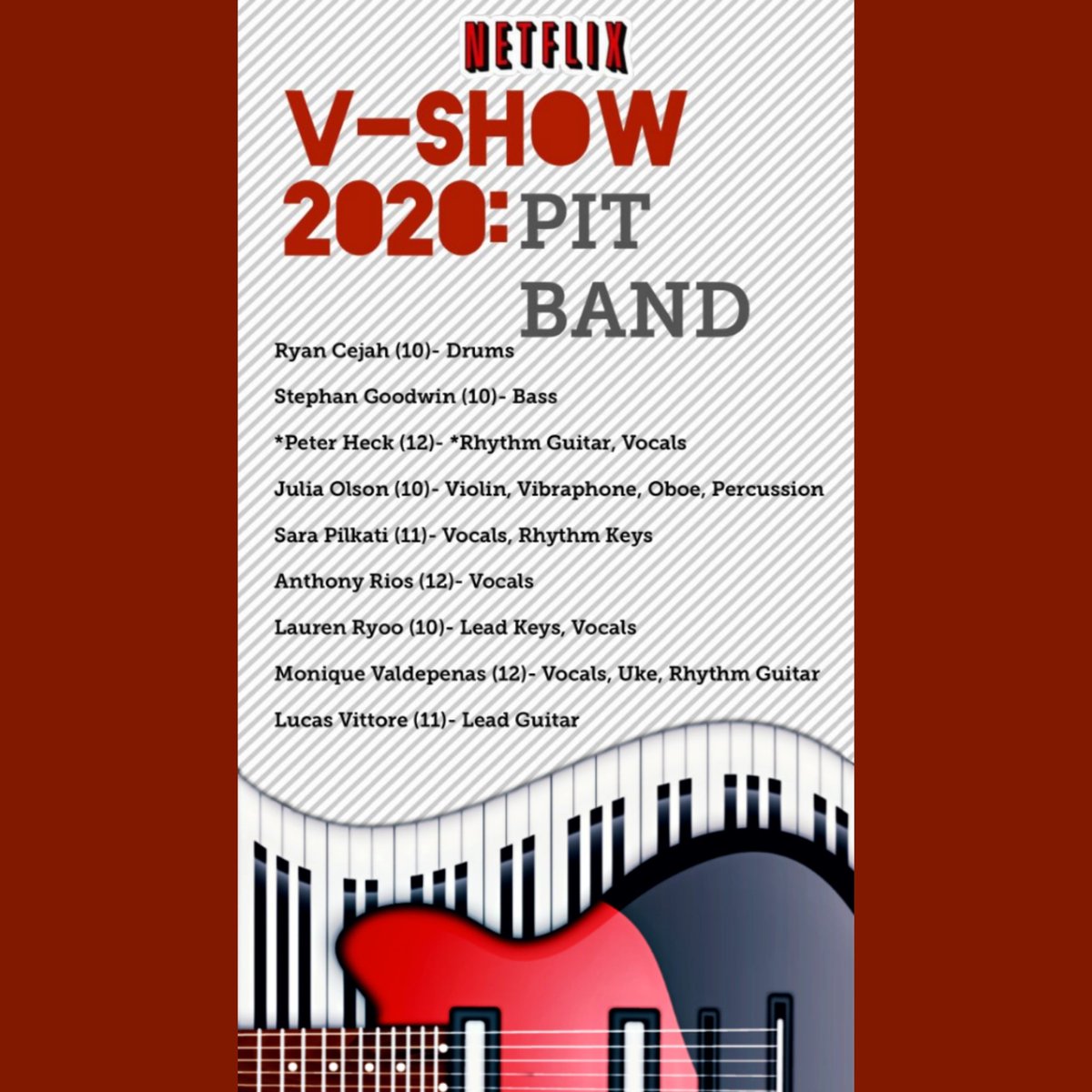 Here's our incredibly talented pit band!! Don't miss them preform in our shows on November 13th and 14th (they're gonna be ragers) #rmhsvshow2020 #bringyourownpopcorn #byop