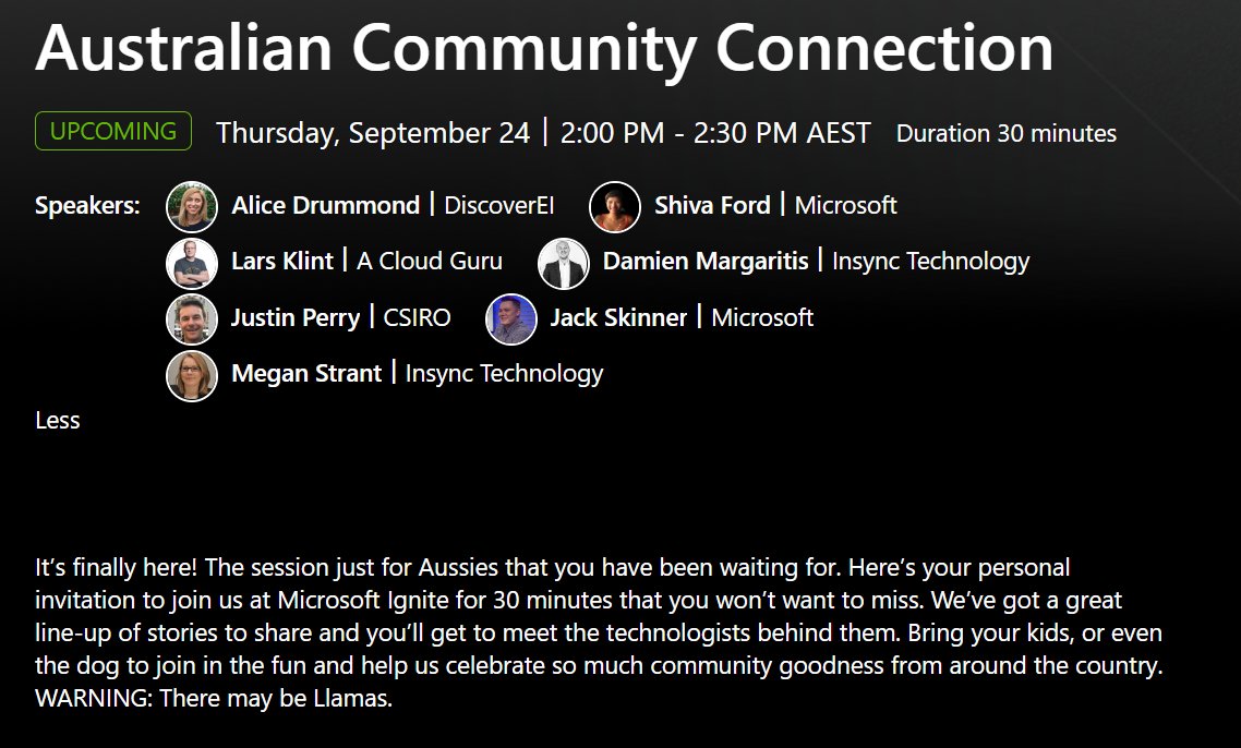 Want to know how to run a hackathon on <a href="/MicrosoftTeams/">Microsoft Teams</a> ? Join myself and @MeganStrant this Thursday to hear what we've been up to, as well as other great Microsoft solutions from the fantastic Australian community! myignite.microsoft.com/sessions/1b0e0…
