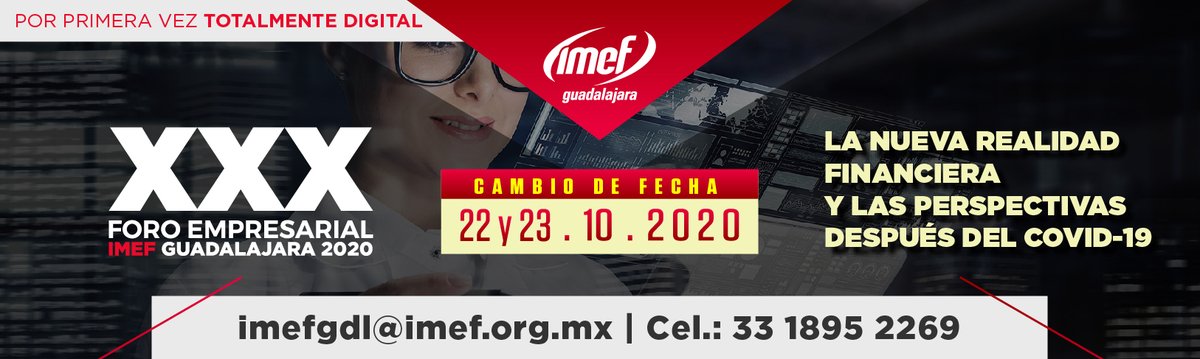 imef_gdl's tweet photo. Acompañanos este 22 y 23 de octubre en el XXX Foro Empresarial, en donde tendremos como conferencista a CPC. Juan Partida Morales, Secretario de la Hacienda Pública del Gobierno del Estado de Jalisco.
 
👉🏻Registro: https://t.co/e1SohKOkDg https://t.co/mWKtQeVQsZ