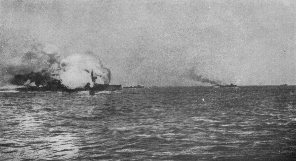 Imagine instead if the Royal Navy had been at mere parity with Germany at the war's start, & had merely had a bad day (in some ways they did...finding their ships exploding inexplicably) and had lost. What then?As any navalist knows, the tide of battle at sea can turn quickly.