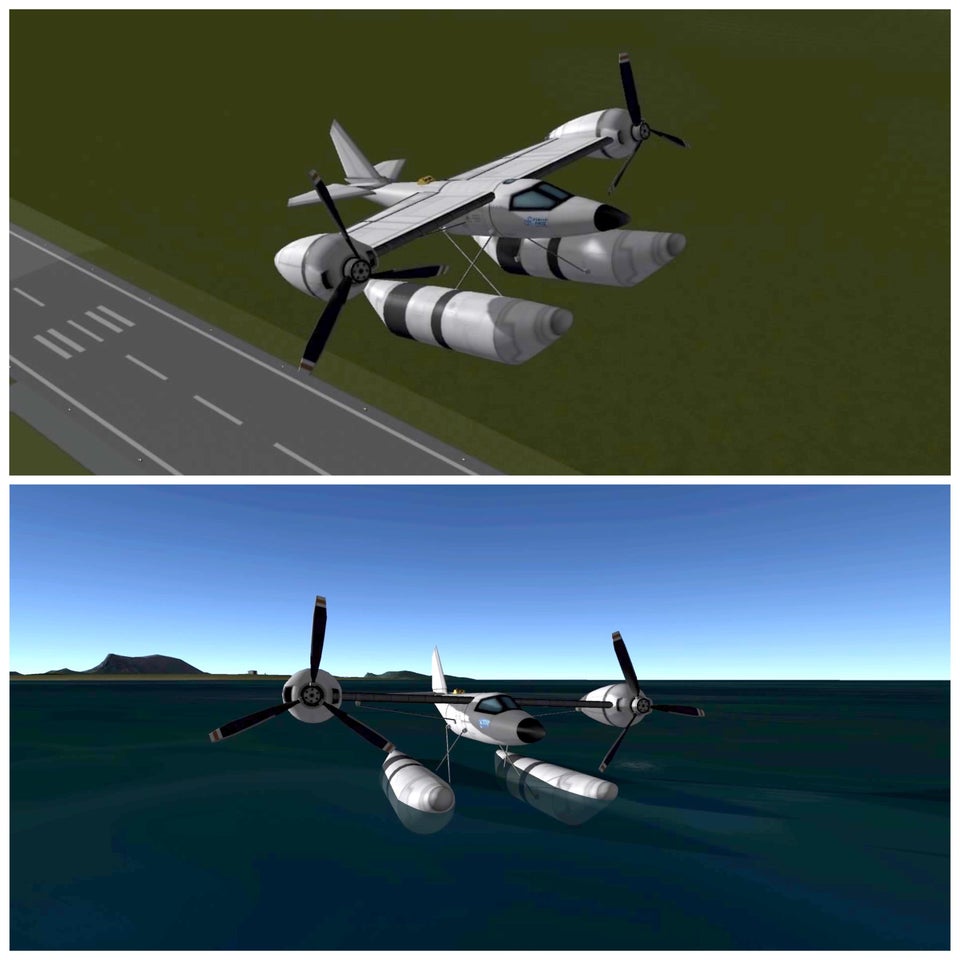 Beautiful  sea plane crafted by u/Johnnyoneshot on KSP EE 
Upvote here! bit.ly/3kASARC