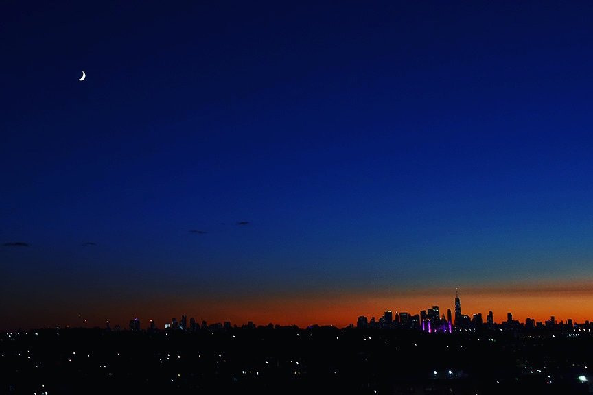 Waxing Crescent over a crisp cool night in NYC.