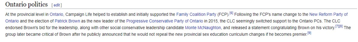 In Ontario, the CCL supported Patrick Brown, right up until Brown publicly announced that he would not repeal the updated sex-education. Is this why the PC turned on Brown?