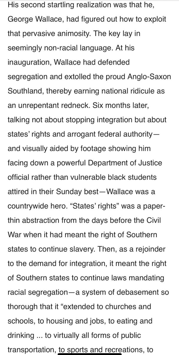 The GOP didn’t end up here by accident and Trump isn’t off script. This is the Southern Strategy hymnal and it works b/c hatred of Black people knows no regional bounds in America. It works b/c everyone else has to be on their knees for them to feel tall. Don’t omit that either.  https://twitter.com/docrocktex26/status/768590520708763650