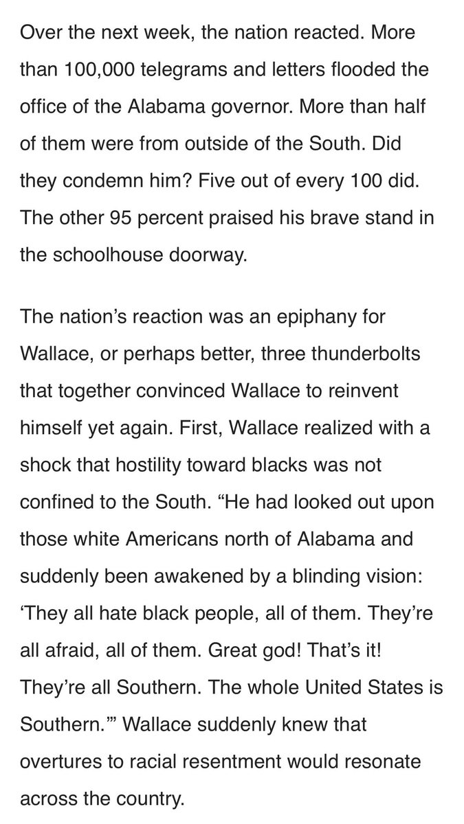 The GOP didn’t end up here by accident and Trump isn’t off script. This is the Southern Strategy hymnal and it works b/c hatred of Black people knows no regional bounds in America. It works b/c everyone else has to be on their knees for them to feel tall. Don’t omit that either.  https://twitter.com/docrocktex26/status/768590520708763650