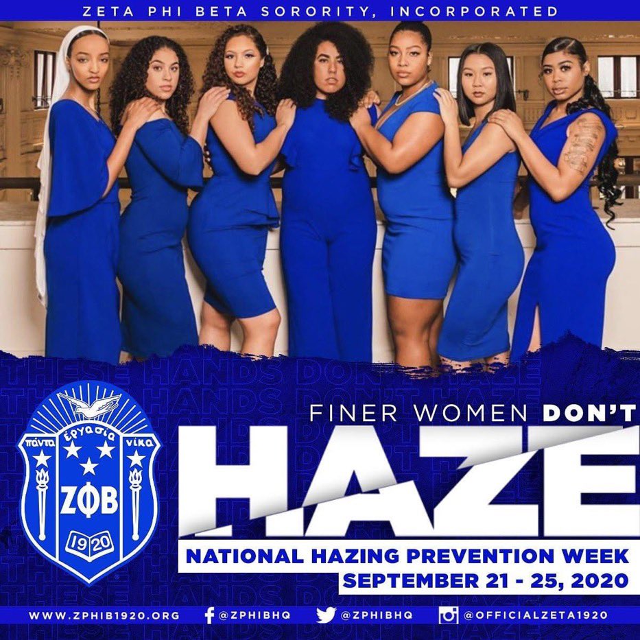 Sophisticates_4's tweet image. National Hazing Prevention Week starts tomorrow! #FWDH #zetaphibeta #ZΦB @officialzeta1920 @AtlanticReg1920 @ZPhiBMD @RhoEtaZeta1999