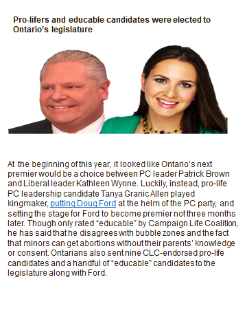 CCL truly preferred Tanya Granic-Allen over Doug Ford, but they knew that she would repulse voters with fanatic rhetoric, so they settled for Doug Ford. Read the CCL profile on Ford, it states CCL would have to continue educating Ford.