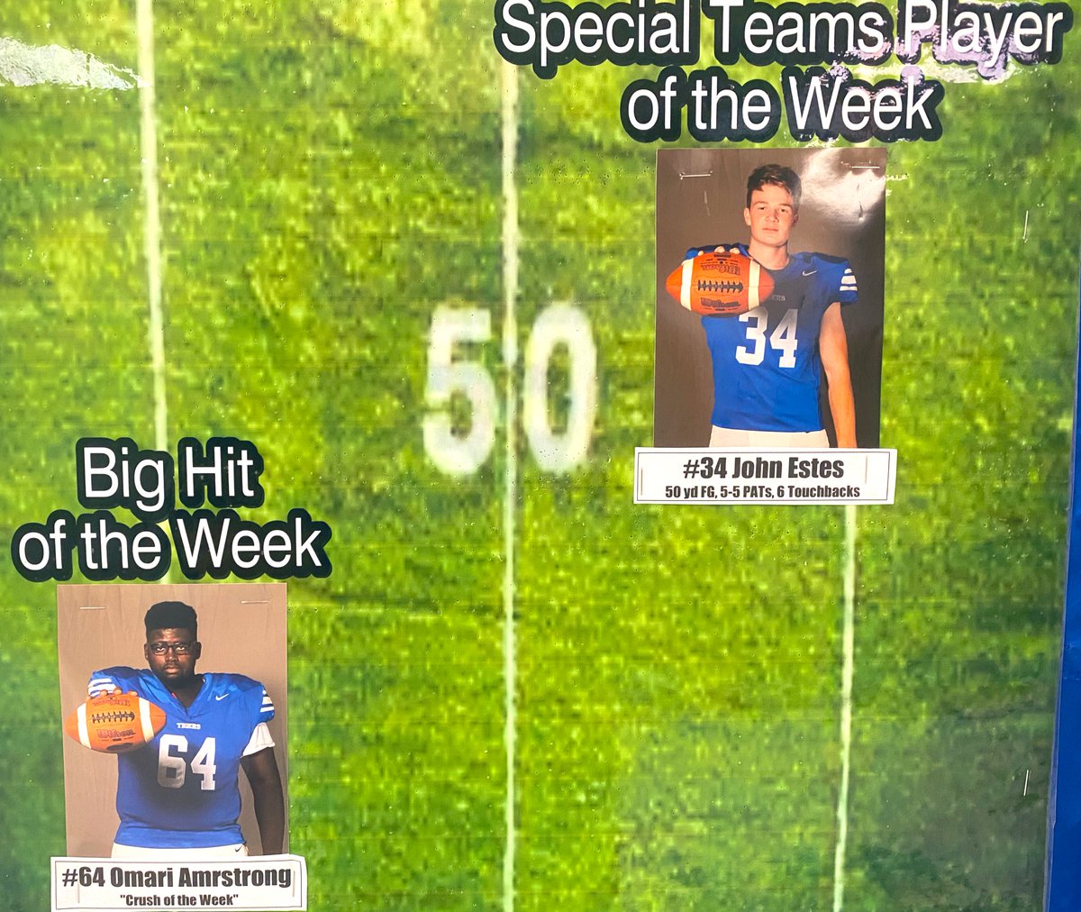 Look 👀 at “The Players of the Week” from your Marshall County Tigers 🐅 38-14 “Senior Night” victory over the Giles County Bobcats 🐱! 🏈 #Celebrate 🎉
