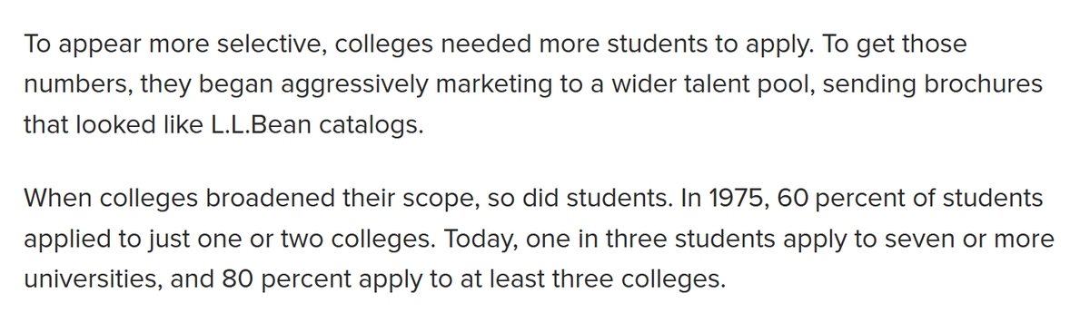 I believe College Board Student Search Service started in the mid 1970s but am too lazy to look right now.  Anyway, it wasn't just selectivity; it was survival. Peak live births in the US happened in 1957. Colleges could see the drop coming.