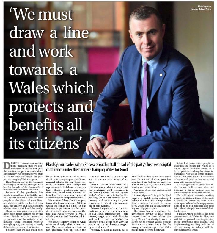 Adamprice's tweet photo. As @plaid_cymru prepares for its first ever digital conference embracing this new world, I believe we can build back better from the crisis, changing Wales for good. My article in today’s Western Mail @WalesOnline 👇
#ChangingWalesForGood #change2021 https://t.co/Y4TsLmOAS8