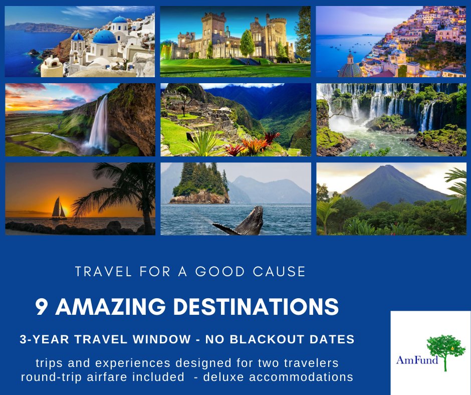 Mark you calendars! On October 5 at 9AM our Exclusive Travel Auction, will be open for bidding. Each of the 9 trip collections will include: 3 years with no blackout dates to travel, round-trip airfare for two and so much more! Bidding ends 10.10.20. @AmFund501c3 #MayorsBall2020
