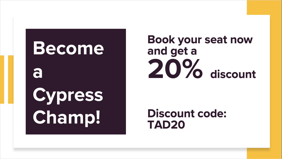 Xebia's tweet photo. Cypress: Testing the way it should be! In 1 day you will learn how to improve your automated tests using #Cypress Go get your 20% discount now! https://t.co/KvcbpTAQ5B https://t.co/RUKzHbSx1l