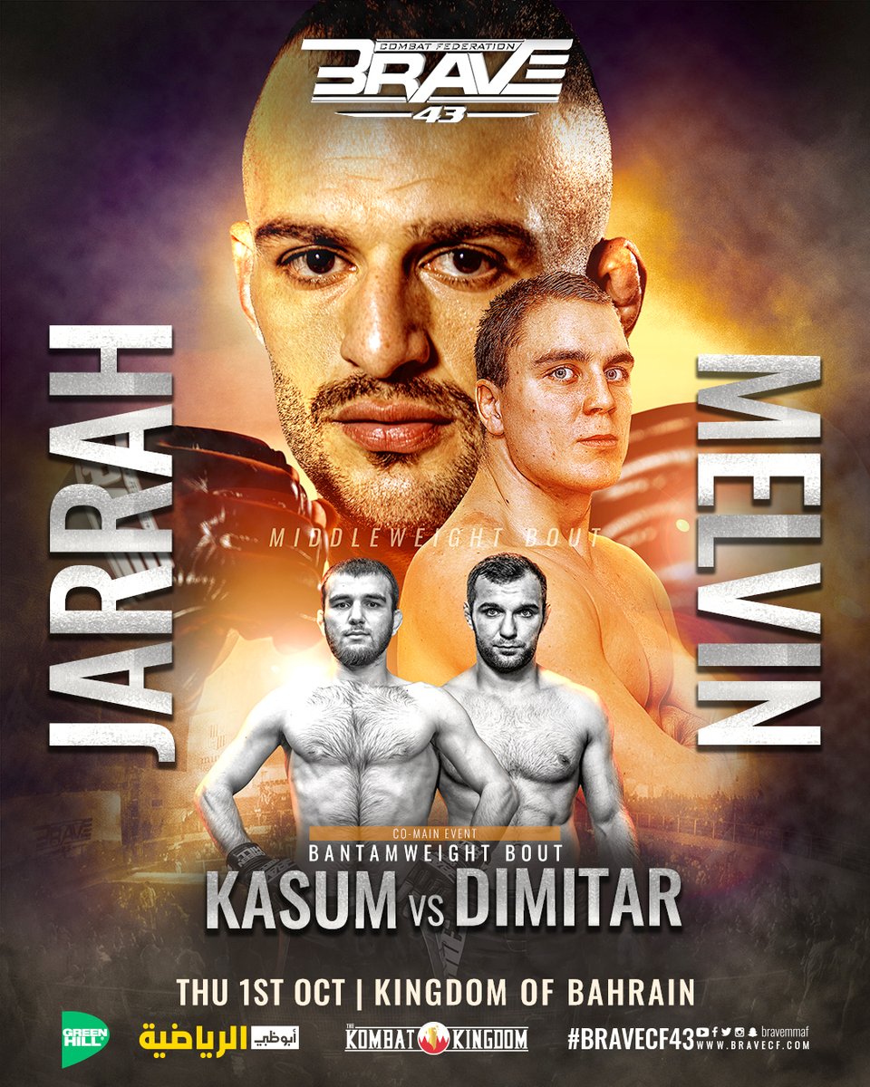 GDNonline's tweet image. BRAVE Combat Federation’s Kombat Kingdom series is set for an astounding finale as BRAVE CF 43 takes place at Bahrain’s National Stadium, behind closed doors, on October 1

bit.ly/2S1LfOE

#Bahrain @bravemmaf #BRAVECF43 #KombatKingdom