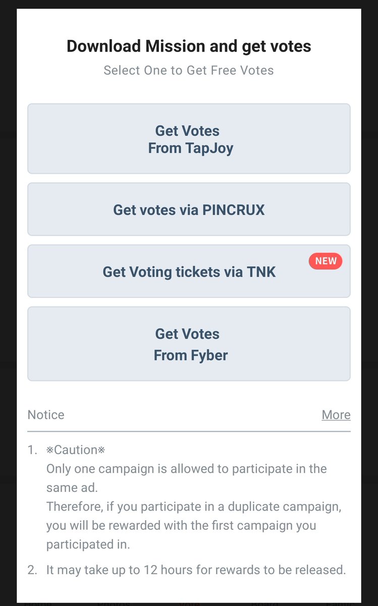 Step 5:You can do missions!! -15 voting tickets per Ad-Play games from TapJoy and fyber