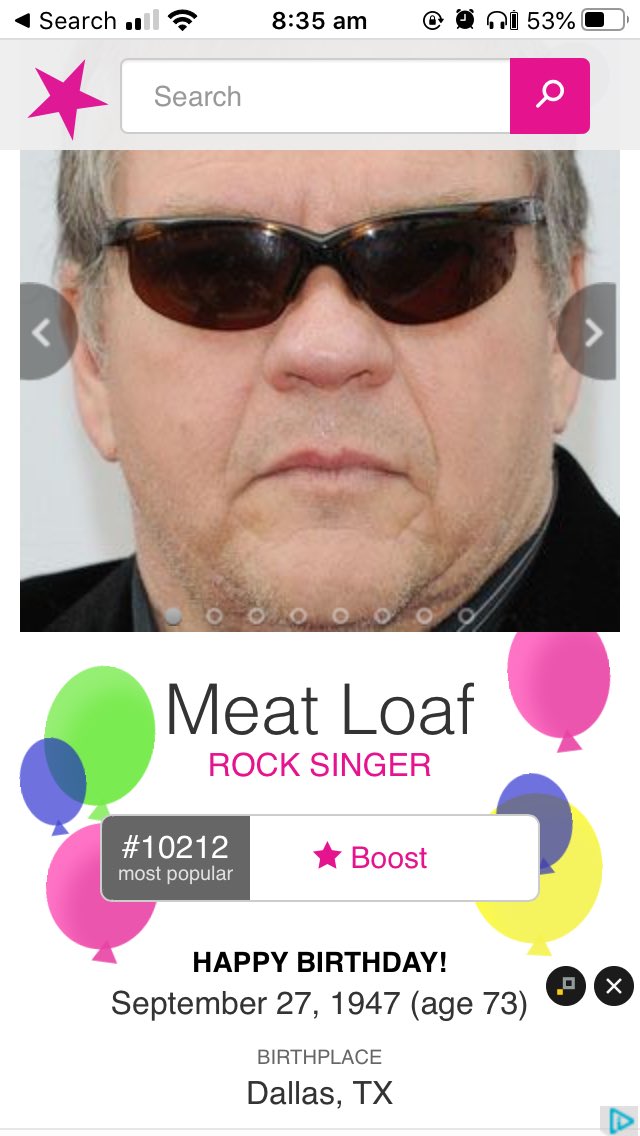 Happy birthday meat loaf 