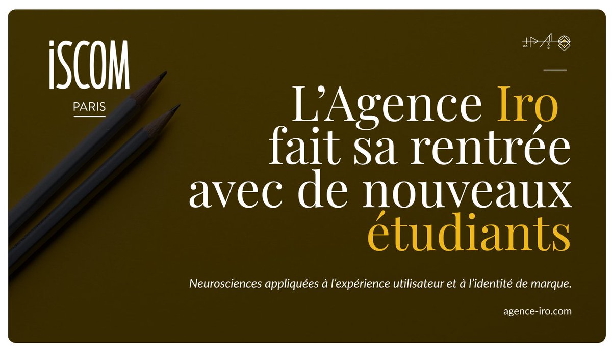Back to school - Reprise des cours à l'ISCOM pour cette année 2020/2021 !!

Guillaume Dechambenoit parlera expérience utilisateur et identité de marque dans des cours à l'image de l'Agence Iro.