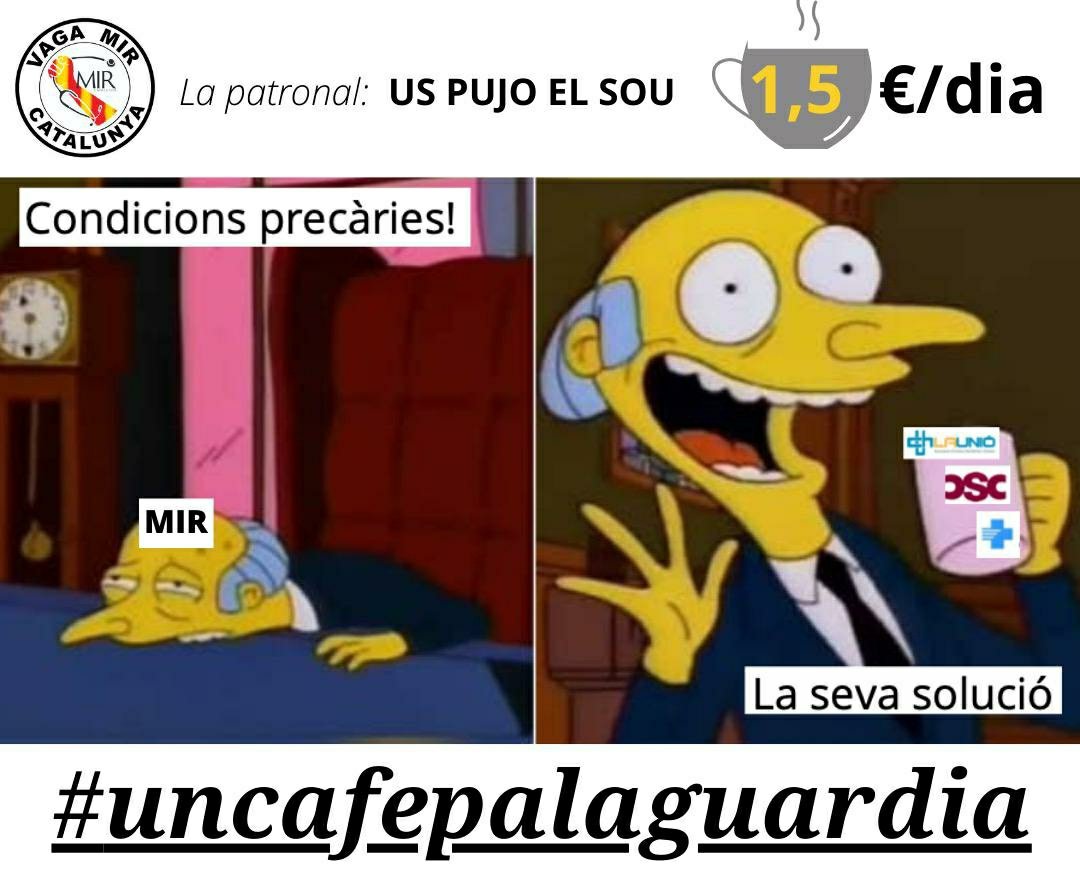 De puntetes (@depuntetes) on Twitter photo Els MIR volem solucions i propostes reals!! No #uncafepalaguardia !! Jo recolzo la #vagamircatalunya
Poseu-vos les piles! <a href="/icscat/">ICS. Generalitat</a> <a href="/govern/">Govern de Catalunya</a> <a href="/QuimTorraiPla/">Quim Torra i Pla</a> <a href="/Generalitat_cat/">Generalitat de Catalunya</a> <a href="/gabrielrufian/">Gabriel Rufián</a> Els MIR volem solucions i propostes reals!! No #uncafepalaguardia !! Jo recolzo la #vagamircatalunya
Poseu-vos les piles! <a href="/icscat/">ICS. Generalitat</a> <a href="/govern/">Govern de Catalunya</a> <a href="/QuimTorraiPla/">Quim Torra i Pla</a> <a href="/Generalitat_cat/">Generalitat de Catalunya</a> <a href="/gabrielrufian/">Gabriel Rufián</a>