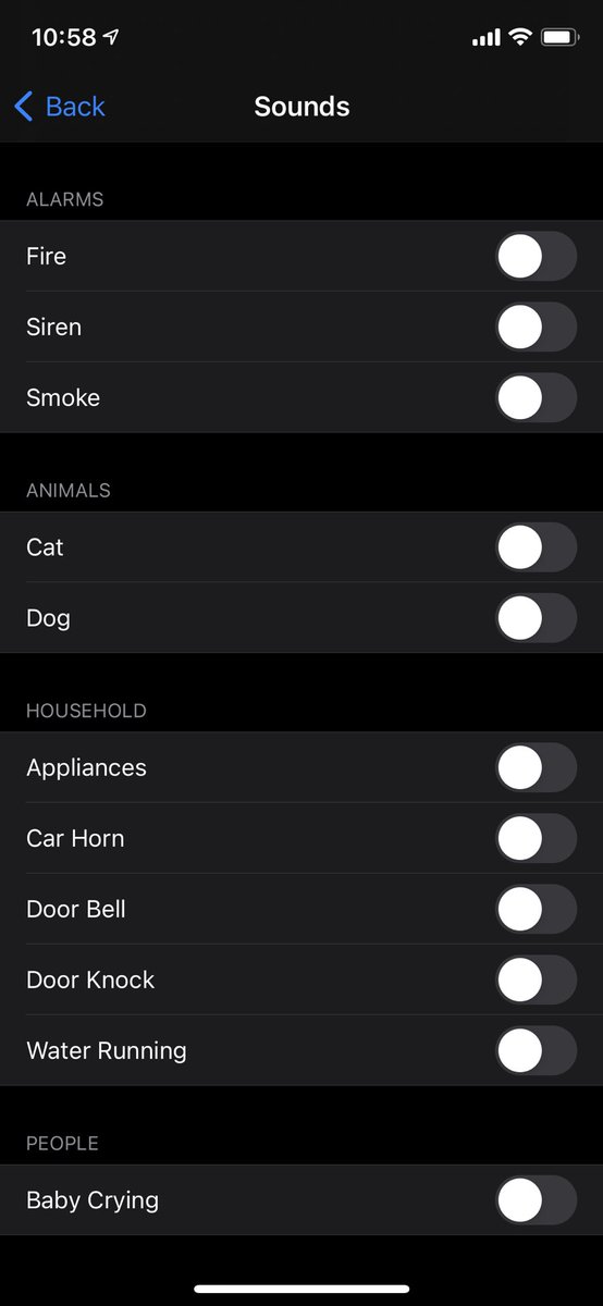 #ios14’te sound recognition diye bir özellik geldi. Telefonunuz aşağıdaki sesleri duyduğunda size alarm verebilir. Tabi %100 sizin ortamınızı dinlemesine izin vermelisiniz 🙄 / if you use online services for free then you’re a product 🧠