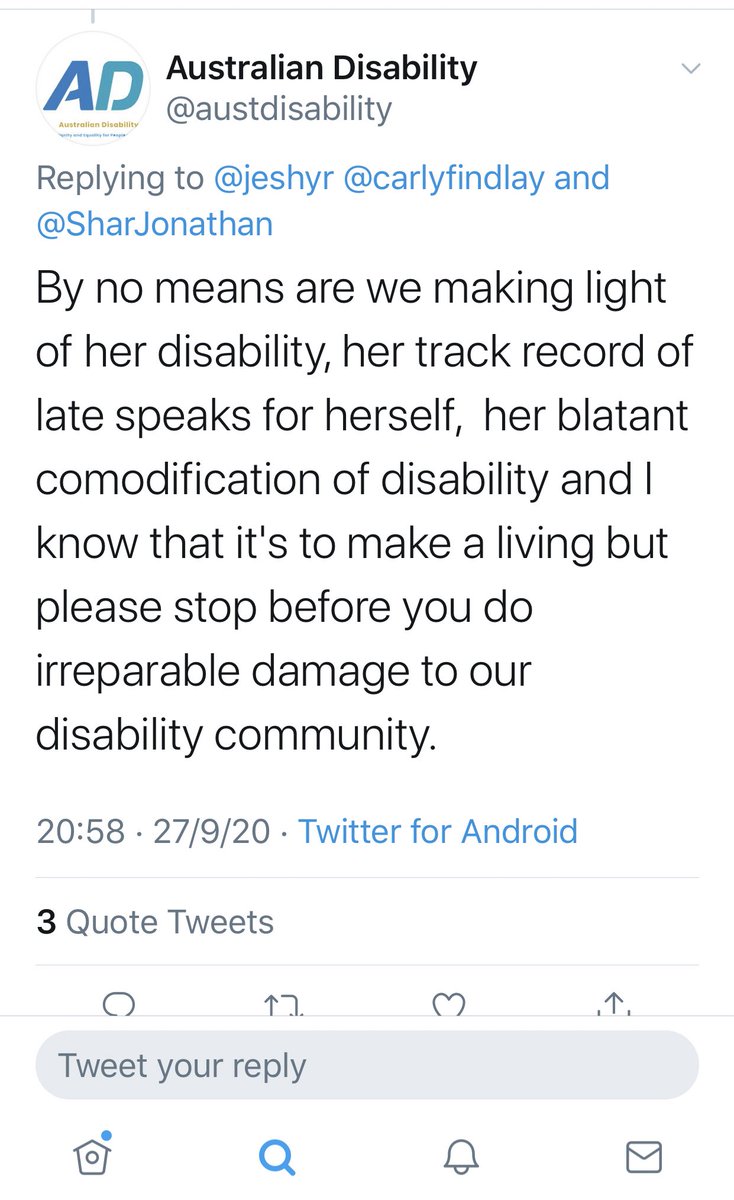 Some abuse I’ve received from  @austdisability - after I spoke up b/c Jonathan Shar & team have stolen writing of many - inc disabled writers like  @chlosarge &  @ellenffb - for their site. When other disabled people like  @jeshyr  @stefinitely85 spoke up, Aus Disability abused them.