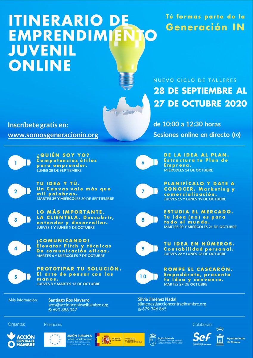 A todos los jóvenes emprendedores!!! mucha atención! <a href="/Acontraelhambre/">Acción contra el Hambre España</a> y su programa #generacionin ofrecen  un itinerario muy completo en el que tengo la suerte de poder participar como docente... si tienes ganas de emprender... aqui tienes formación🔝 #emprenderconcorazon