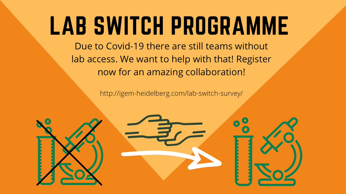 #COVID19 has taken a toll on most #iGEM Teams - some projects are still dry lab only. However, there are some lucky Teams who by now gained lab access. To help no-access Teams we developed the Lab Switch Programme. Register now and show how strong our community is!