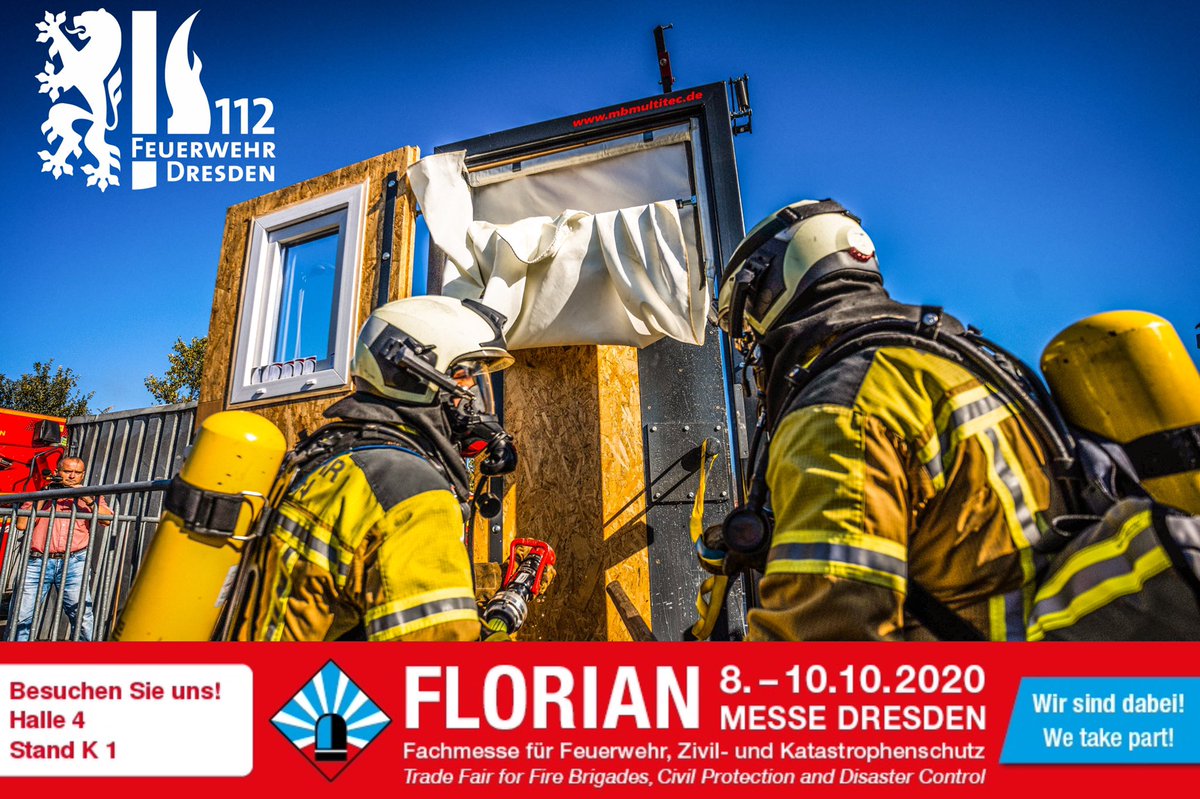FeuerwehrDD's tweet photo. Wir sind dabei❗️Vom 8.-10. #Oktober auf der @MESSE_DRESDEN. Ihr findet uns in Halle 4 am Stand M1 bei der #messeflorian2020 🔥Alles Wissenswerte zu unserem #Messeauftritt gibt es hier: https://t.co/BmrSRFDcKW #Dresden112 #EinsatzfuerDresden #Notruf #Feuerwehr #Rettungsdienst https://t.co/gyuWZYJOBw
