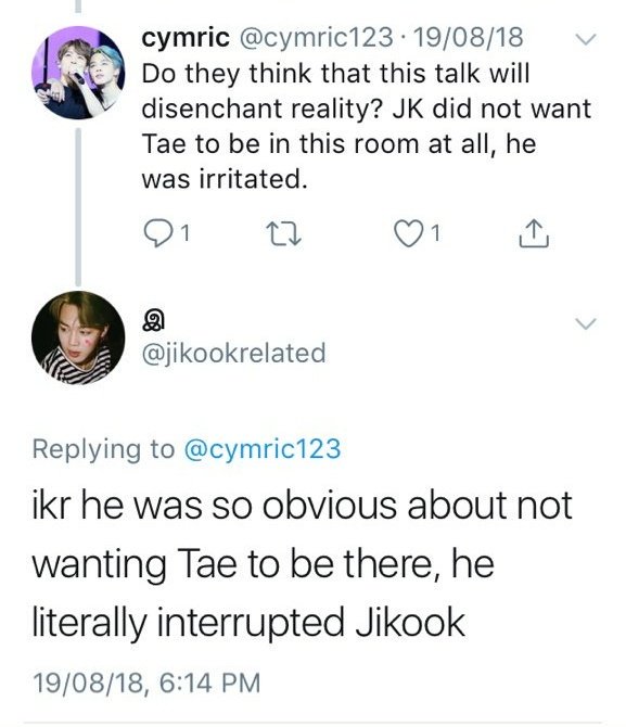  THIS PERSON ARE A T/H ANTI AND A DELUSIONAL WHO OVERANALYZE THE BOYS' EVERY ACTION AND INTERACTION! REPORT MULTIPLE TIMES UNTIL WE GET RID OF THEM.TWT :  https://twitter.com/jikookrelated?s=09YT : https://www.youtube.com/c/JikookRelated 