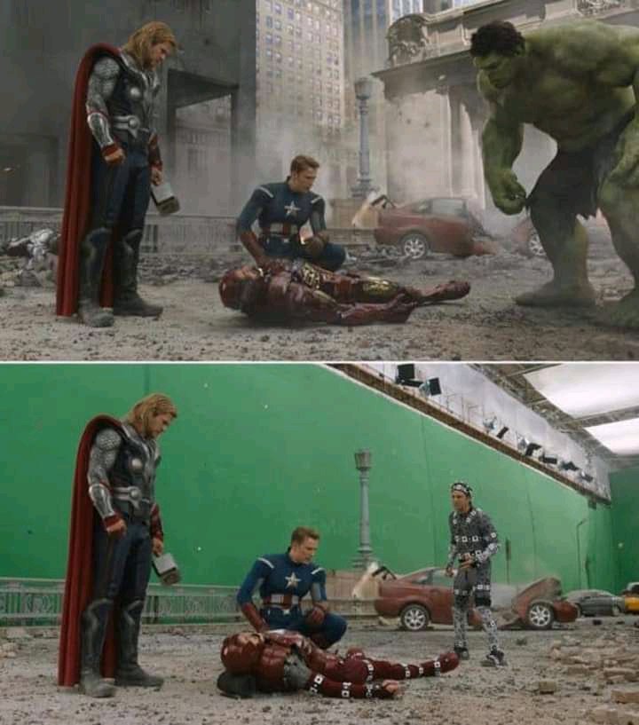Thread of Before and After CGI in some famous movies.