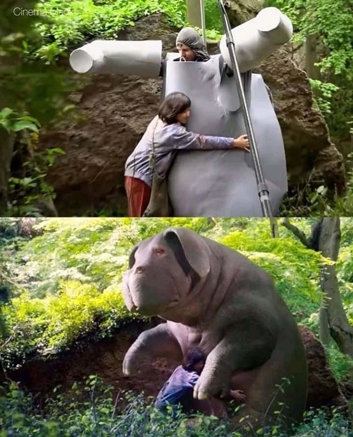 Thread of Before and After CGI in some famous movies.