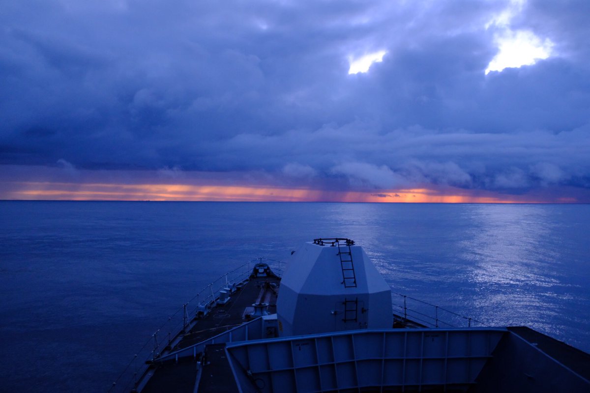 The #FightingClan in an usually calm Rockall Trough. In 2000, British vessel RRS Discovery recorded the largest ever open ocean waves here, with individual waves scientifically measured at over 29m. Photo credit, the Commanding Officer!