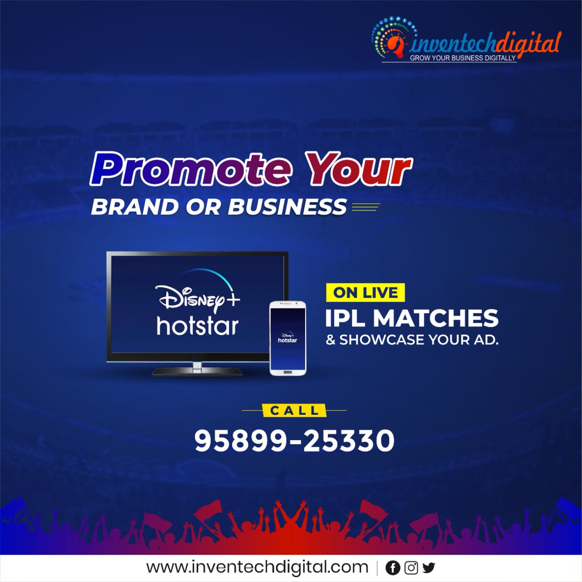 InventechD's tweet photo. 👉🏻Now promote your Business or Brand exclusively on Disney + Hotstar on Live IPL matches.
Get noticed by a highly engaged &amp; verified audience on Disney + Hotstar.
Call now - 9589925330

#InventechDigital #DigitalMarketing #HotstarDisney #IPL #Hotstaradvertising #Live #IPLAds https://t.co/Bbxov1fi4R