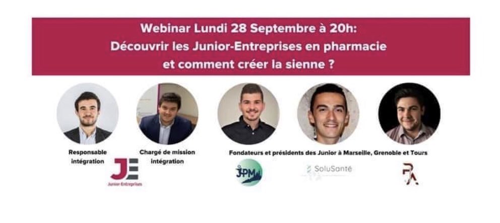 [Webinar]

Découvrir les Juniors-Entreprises en Pharmacie et comment créer la sienne ? 💊🤝

▶️ CE SOIR À 20h

meet.google.com/ohx-zego-tmd

<a href="/JPM_Pharma/">Junior Phocéenne du Médicament</a> <a href="/cnje/">Junior-Entreprises</a>