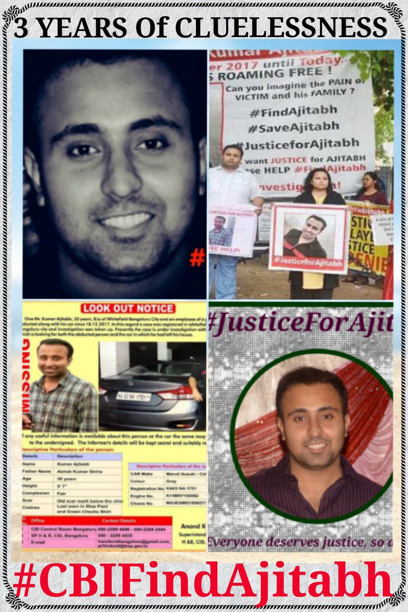 PragyaS18122017's tweet image. #CBIFindAjitabh
#JusticeForAjitabh

3 YEARS of CLUELESSNESS 😭