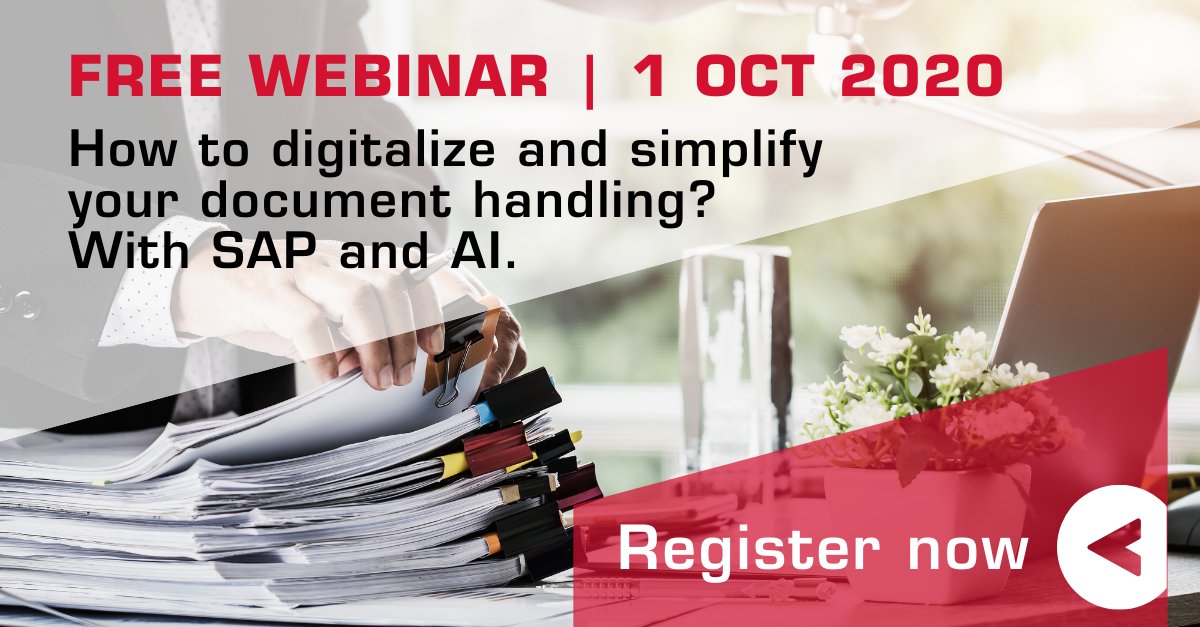 NDBS_Global's tweet photo. ‼️Last chance to register for Thursday’s webinar 👉
https://t.co/i3jaTER3l0. Our expert Jonas Winther Kvist explains how to fully automate your document capture process – enriched with #machinelearning and #artificialintelligence. #SAP #documenthandling #documentcapture #AI https://t.co/jy8joH4LHQ